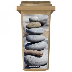 Stack Of Pebbles At The Beach Wheelie Bin Sticker Panel